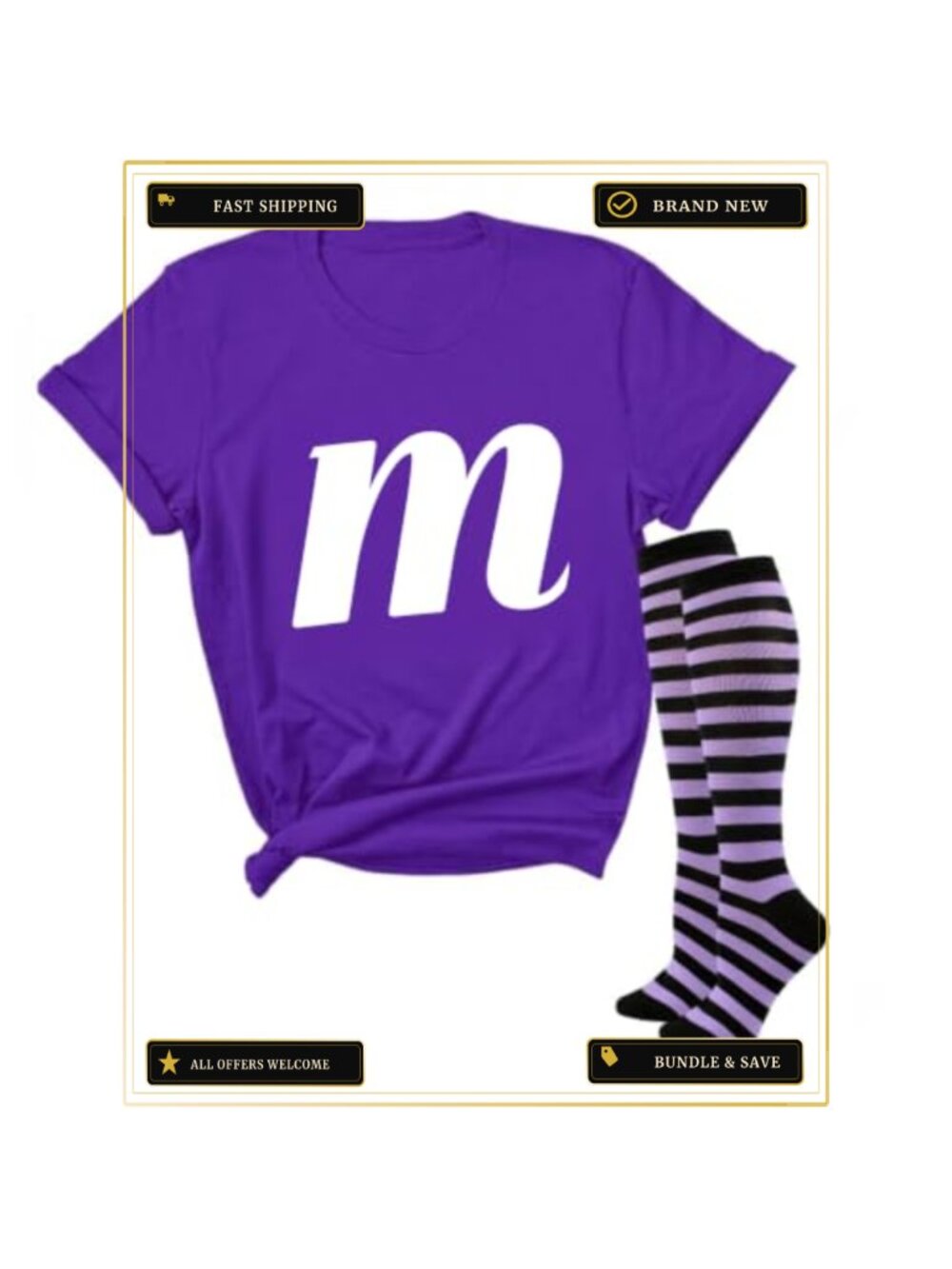 Womens Easy Candy Halloween Costume Initial Team T-Shirt Crew Neck Loose Fit